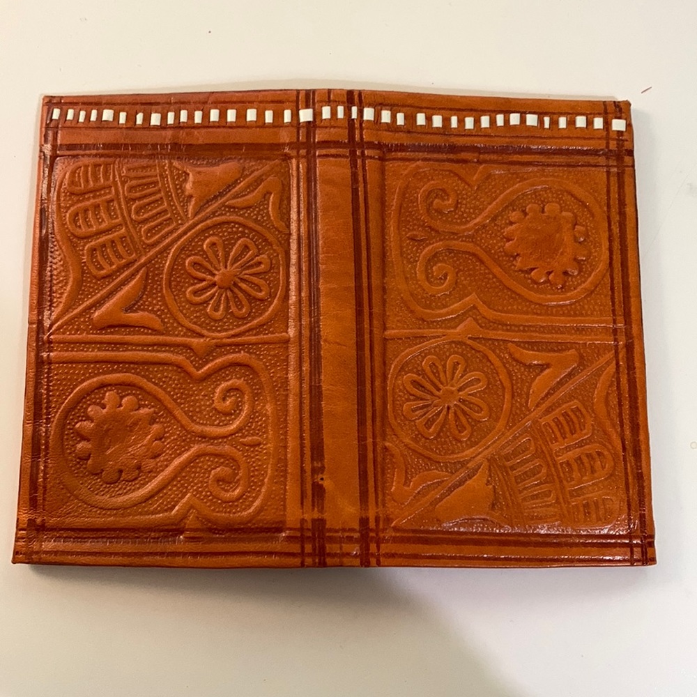 Orange Embossed Leather Wallet from Portugal